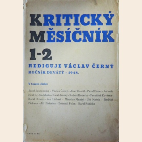 Kritický měsíčník, Ročník 9 - 1948 / 1-2