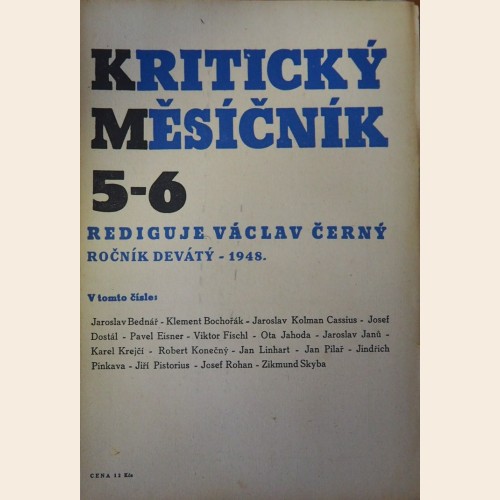 Kritický měsíčník, Ročník 9 - 1948 / 5-6