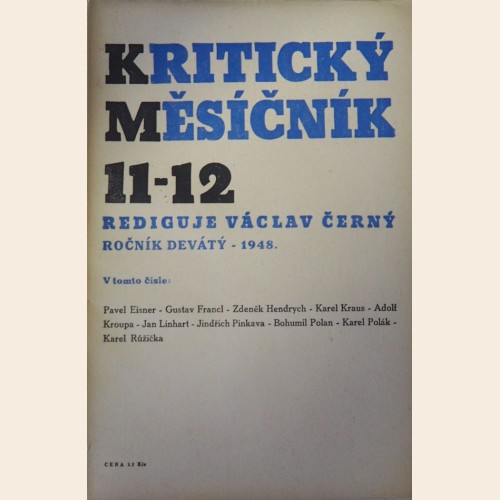 Kritický měsíčník, Ročník 9 - 1948 / 11-12